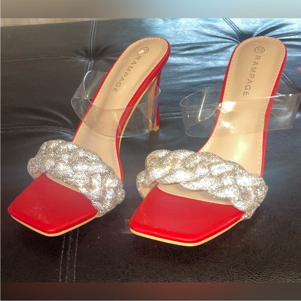 NWT rampage high heel clear vinyl rhinestone stiletto size 10